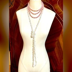 Art Deco Long Lucite Beaded Necklace